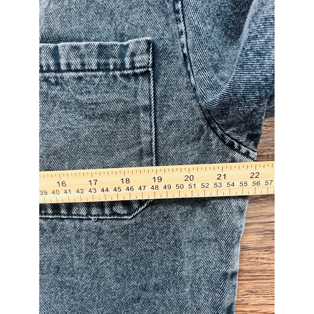 Forever 21 Men Distressed Denim Shirt Gray Frayed Hem Long Sleeve Snap Button S - Picture 4 of 6